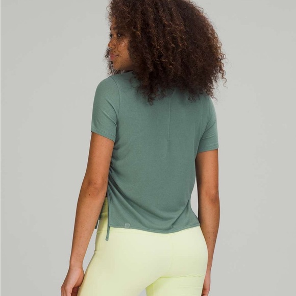 Lululemon Ruched Side Ribbed Tee – Size 10 (Sage Green) - Picture 2 of 7